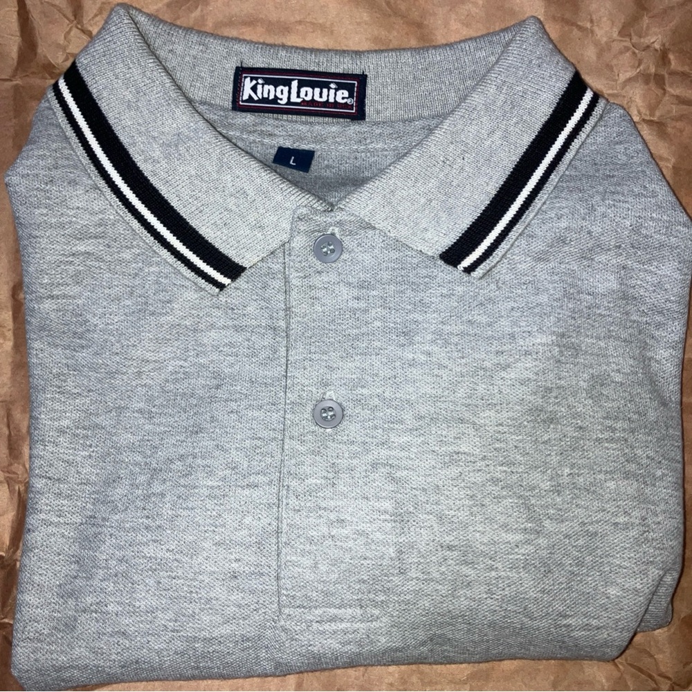 VTG King Louie Men's L Gray Polo Shirt USA Made Golf Bowling